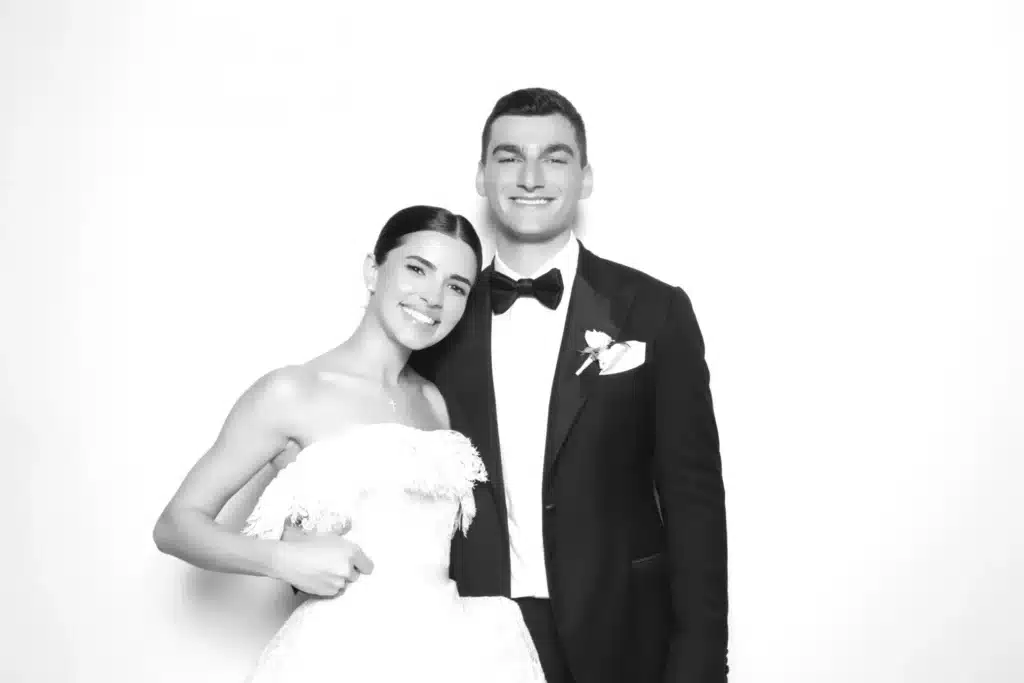 Wedding glam black and white photo booth